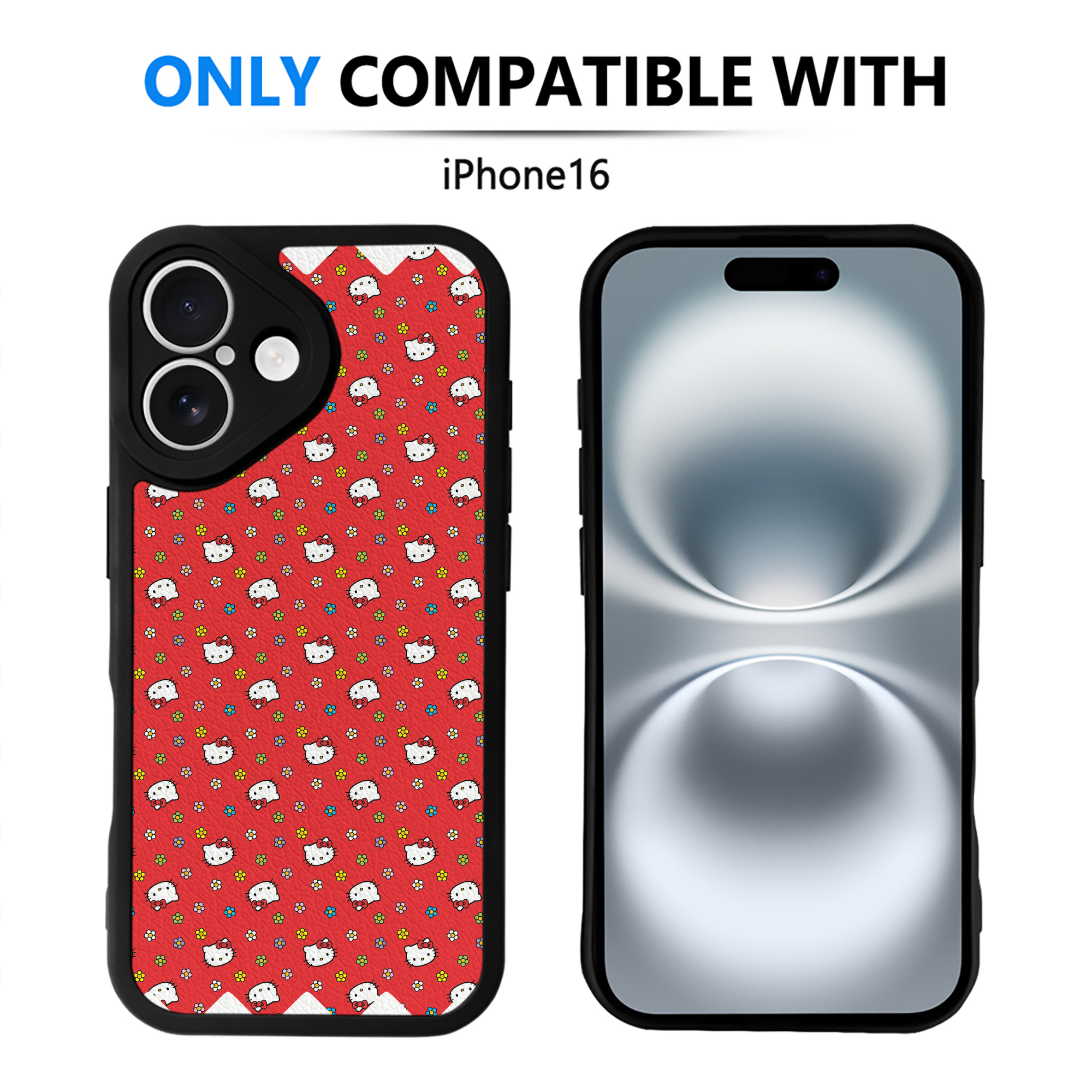 （画像用） Hello Kitty ハローキティ 【iPhone 16シリーズ対応】シリコンスマホケース（レザー調） 材質：シリコン